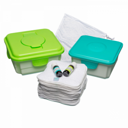 Toilet Roll Alternative Reusable Toilet Wipes Kit with Cotton Terry Wipes